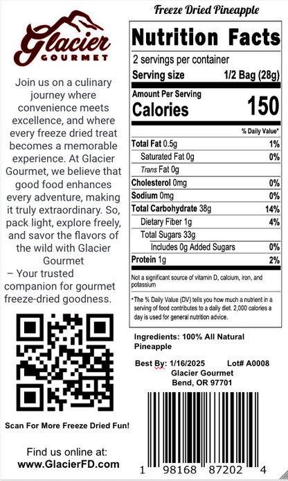 Freeze Dried Pineapple - 2oz Bag